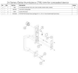 24 Series Delta thumbpiece (718) trim for concealed device